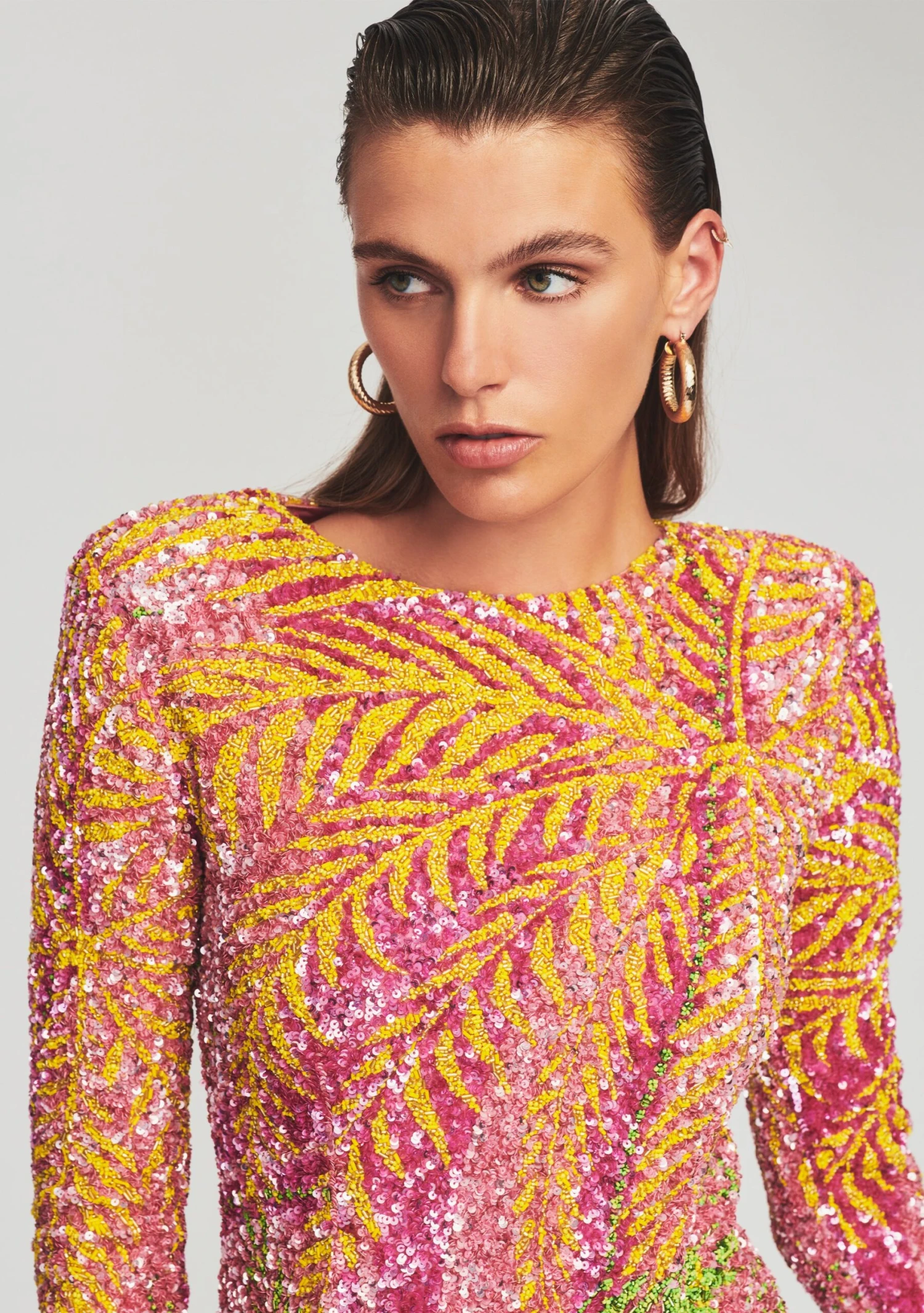 Nikki Sequin Palm Dress - Image 2