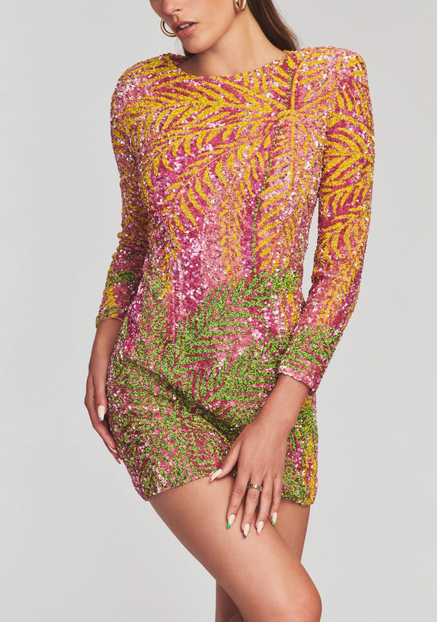 Nikki Sequin Palm Dress - Image 5