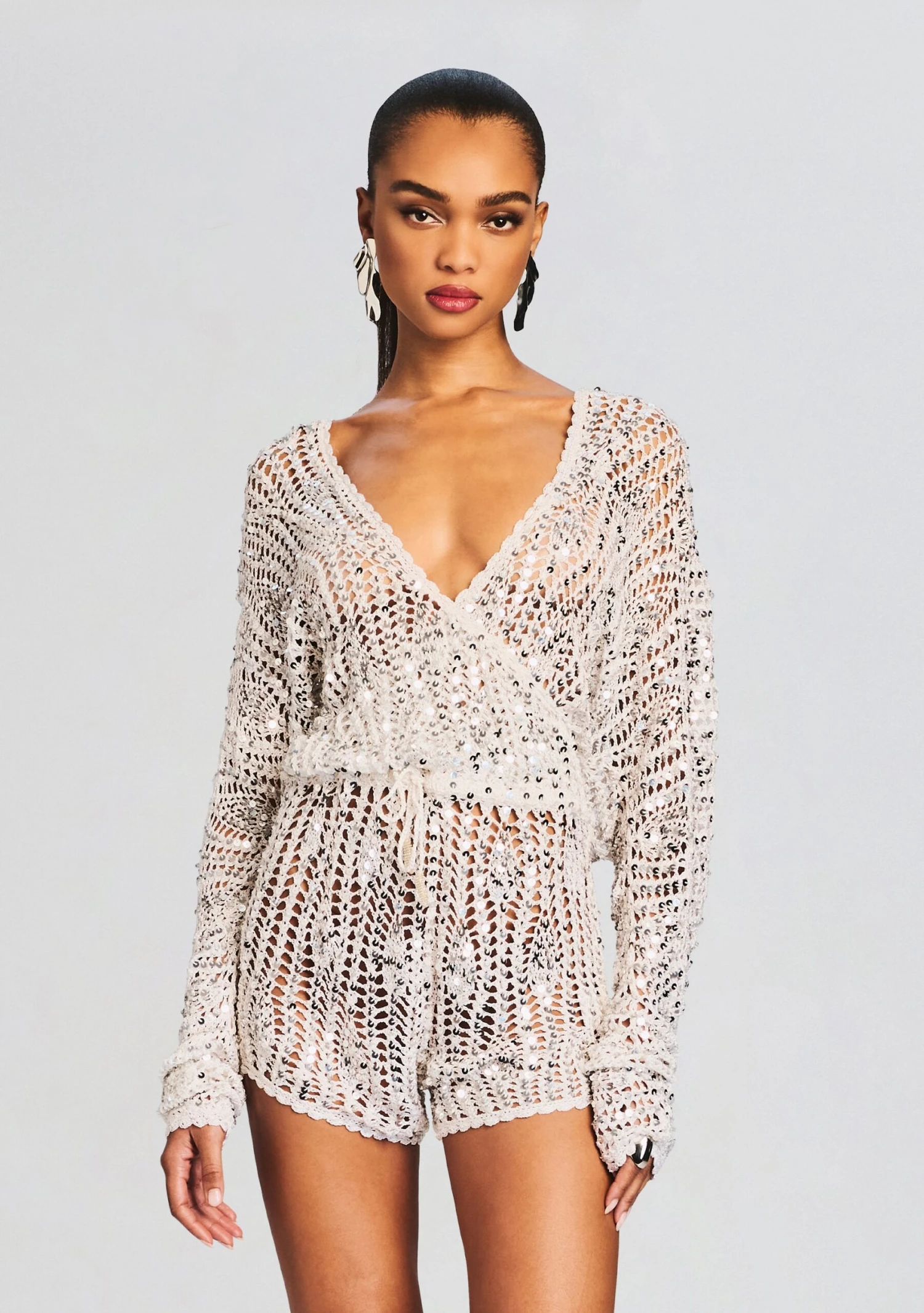 Meadow Sequin Crochet Romper - Image 2
