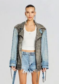 Rebel Embellished Leather Jacket