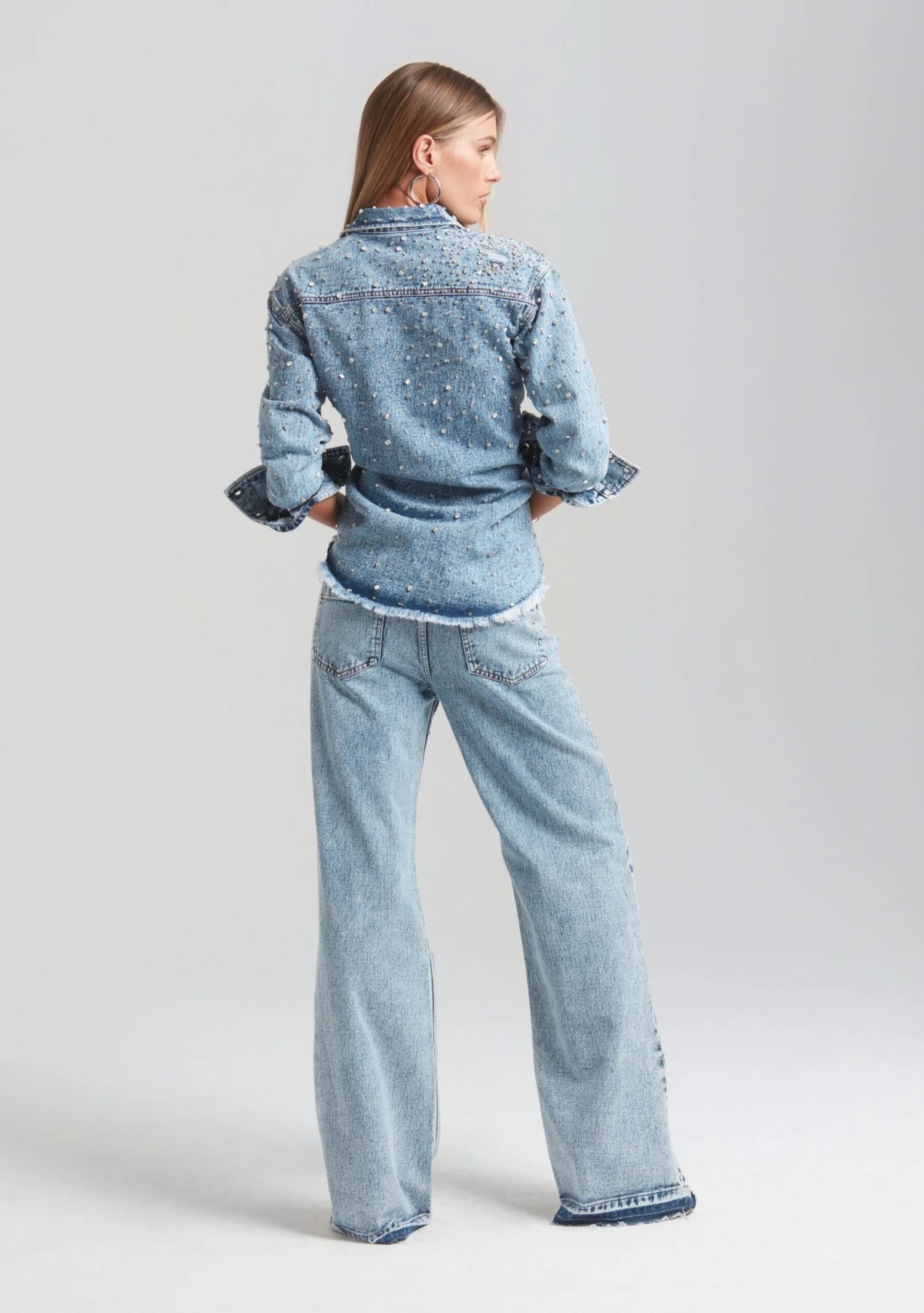 Bronte Wide Leg Crystal Embellished Jean - Image 4