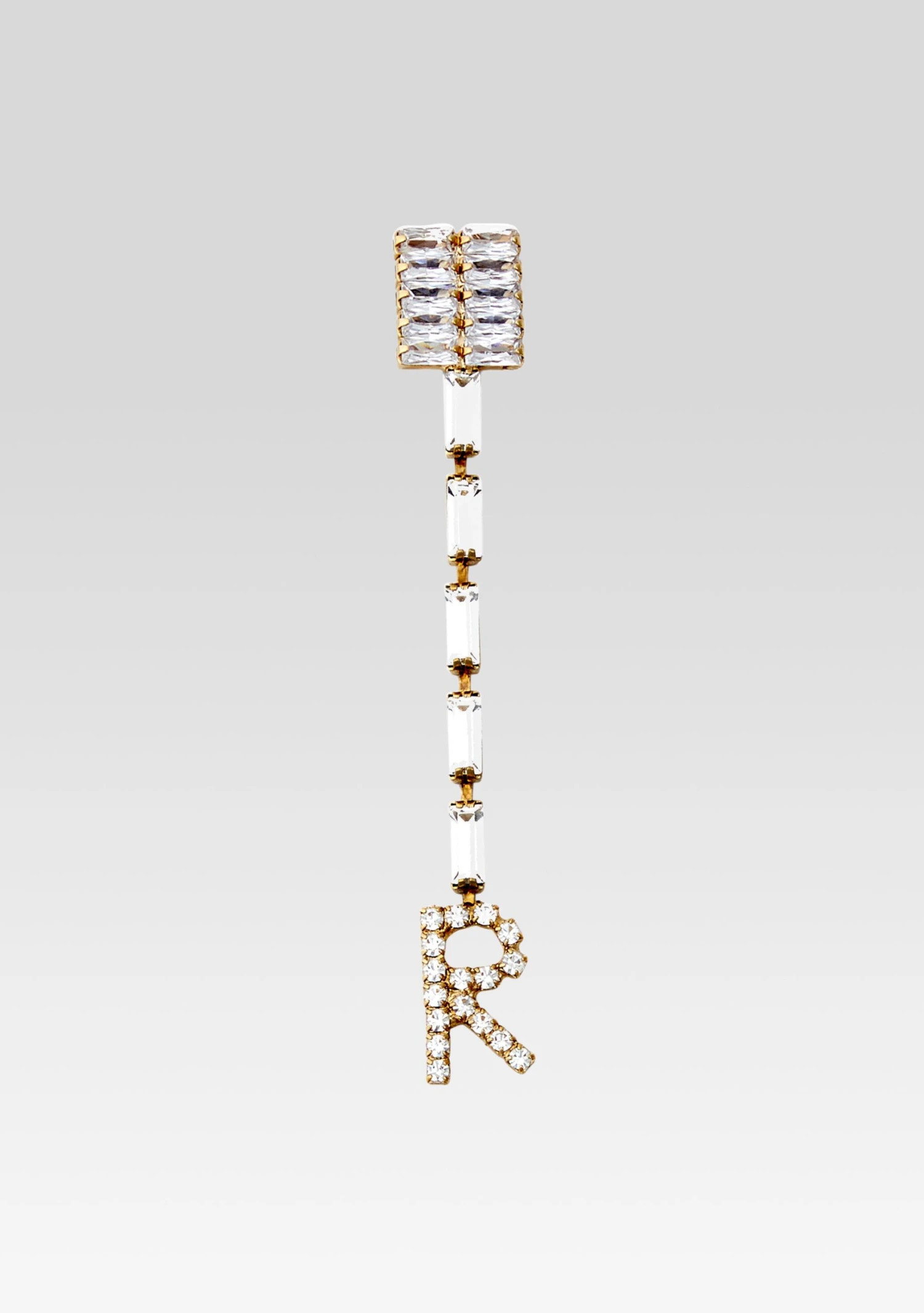 Lara Block Crystal Letter Drop Earring